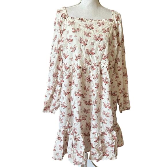 NEW Celebrity Pink Floral Puff Sleeve Dress 1X - Picture 1 of 4